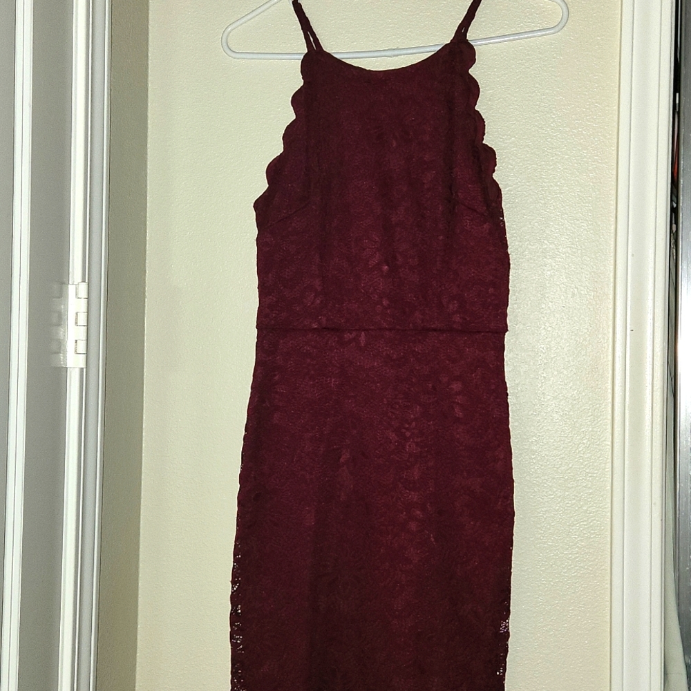 IZ Byer Halter Dress Burgundy Lace Size Small